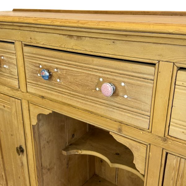 M-6719 Antique Victorian Pine Dresser Base Sideboard (1)