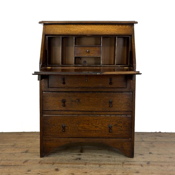 M-6802 Early 20th century oak Jacobean style bureau (8)
