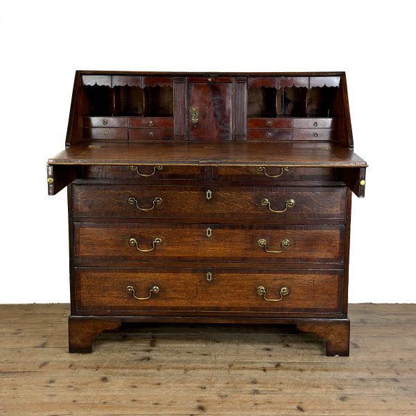 M-6828 Antique Georgian Oak Writing Bureau (4)