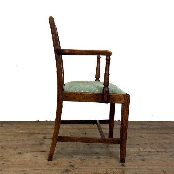 M-6847 Antique Set of Six Country Oak Dining Chairs (11)