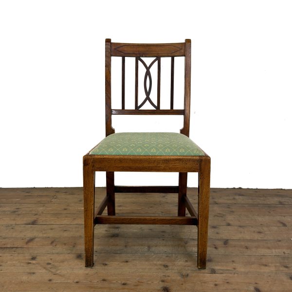 M-6847 Antique Set of Six Country Oak Dining Chairs (12)