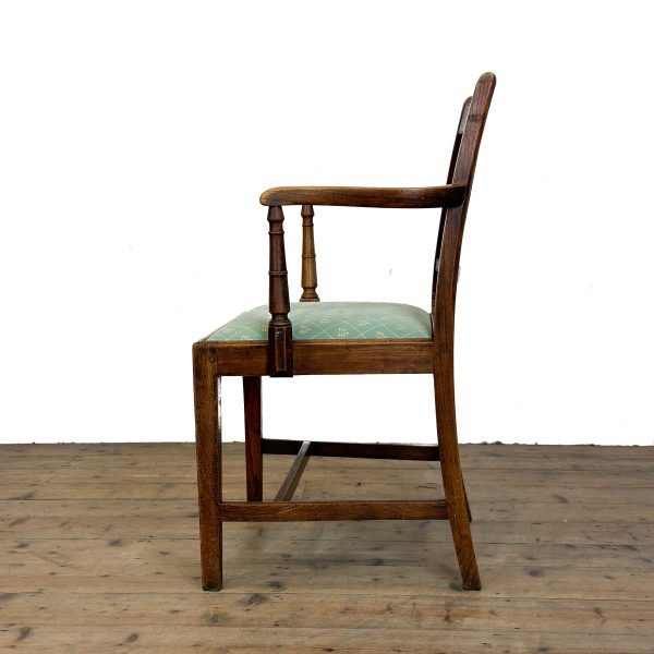 M-6847 Antique Set of Six Country Oak Dining Chairs (5)