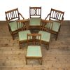 M-6847 Antique Set of Six Country Oak Dining Chairs (7)