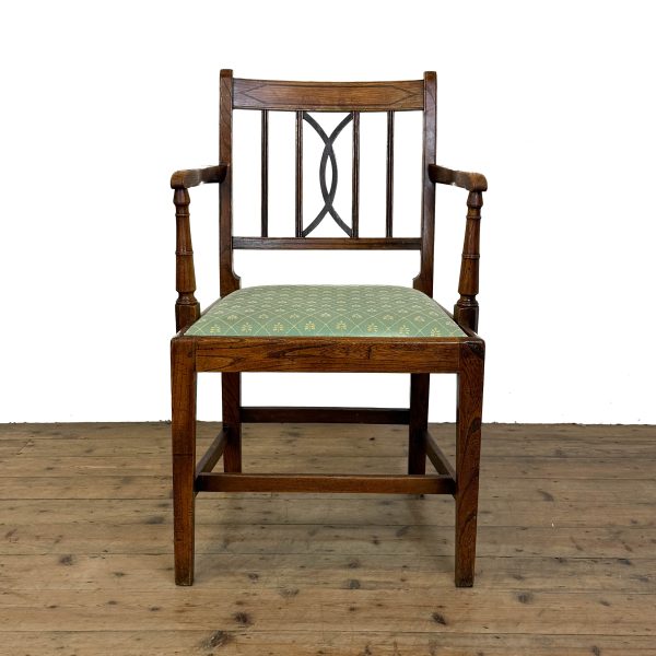M-6847 Antique Set of Six Country Oak Dining Chairs (8)