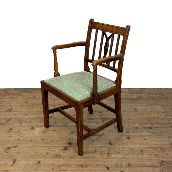 M-6847 Antique Set of Six Country Oak Dining Chairs (9)