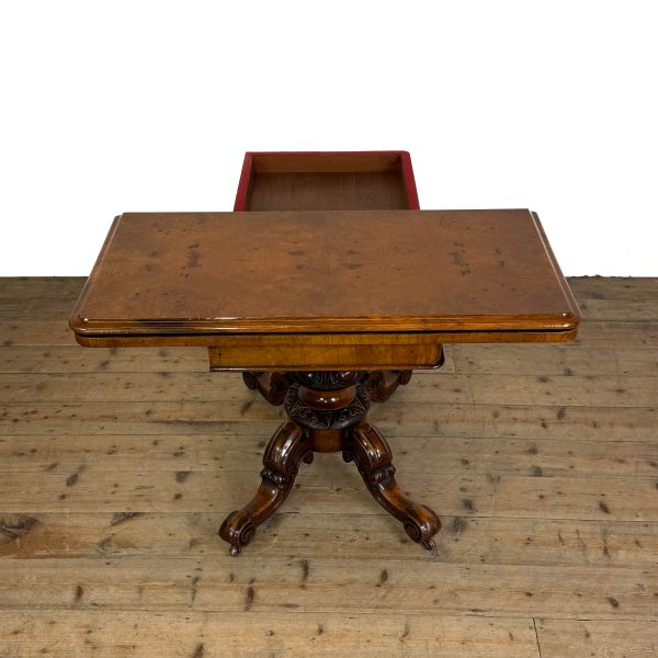 M-6882 Antique Victorian Walnut Foldover Card Table (11)