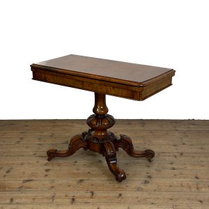 M-6882 Antique Victorian Walnut Foldover Card Table (4)