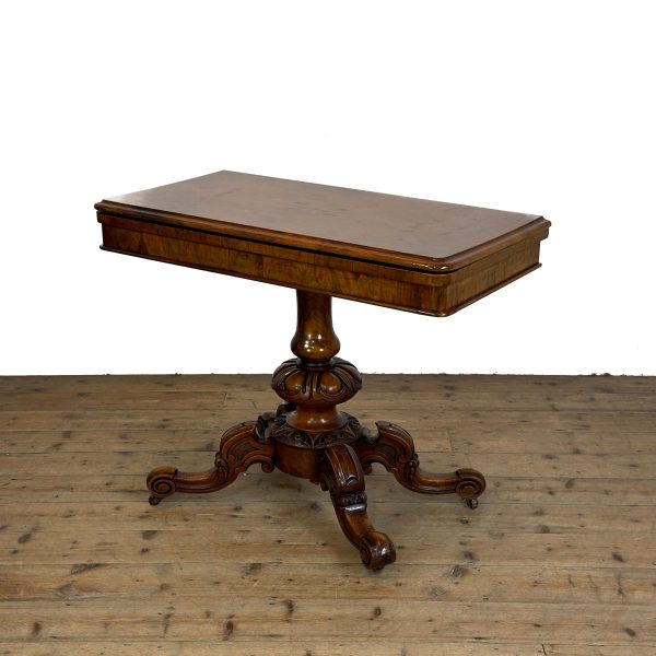 M-6882 Antique Victorian Walnut Foldover Card Table (4)