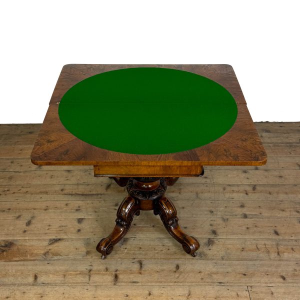 M-6882 Antique Victorian Walnut Foldover Card Table (7)