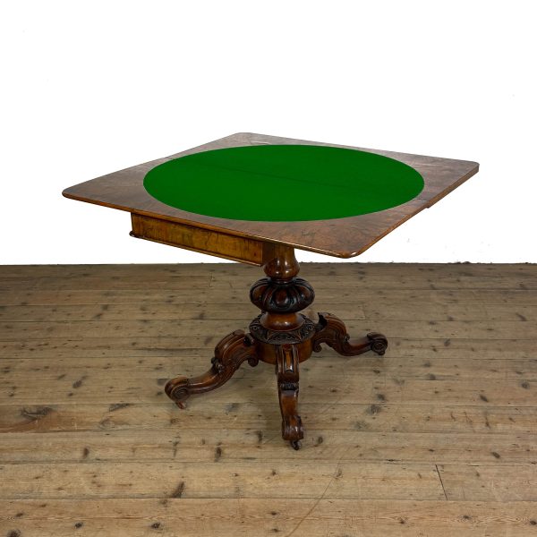 M-6882 Antique Victorian Walnut Foldover Card Table (9)