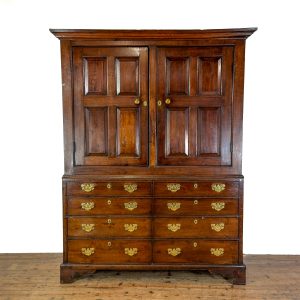 M-6928 Antique Georgian Oak Livery Cupboard (1)