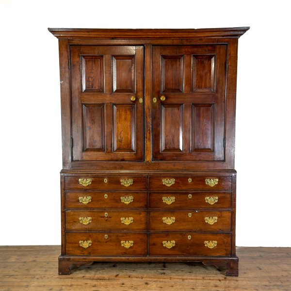 M-6928 Antique Georgian Oak Livery Cupboard (1)