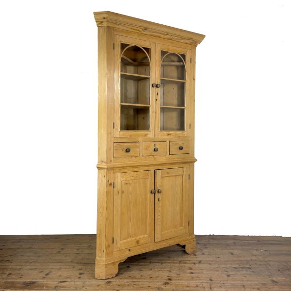 M-6938 Antique Stripped Pine Corner Cabinet (11)