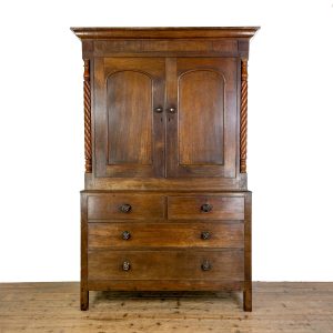 M-6939 Antique 19th Century Oak Linen Press Cupboard (3)