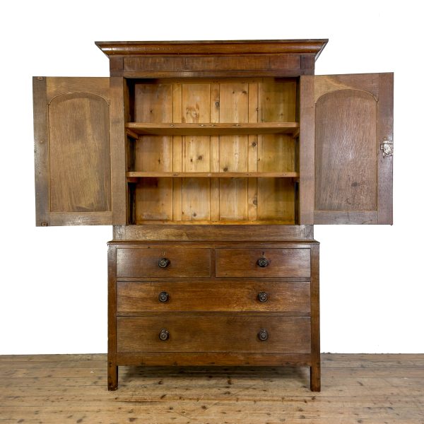 M-6939 Antique 19th Century Oak Linen Press Cupboard (4)