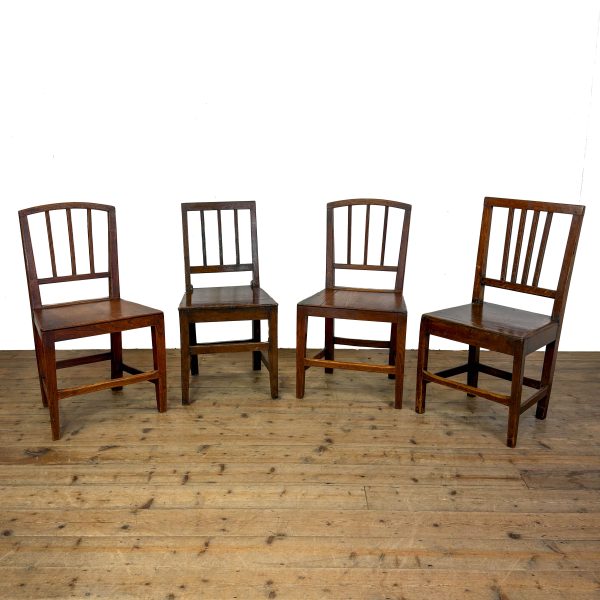 M-6743a Antique Set of Four Harlequin Oak Dining Chairs (1)
