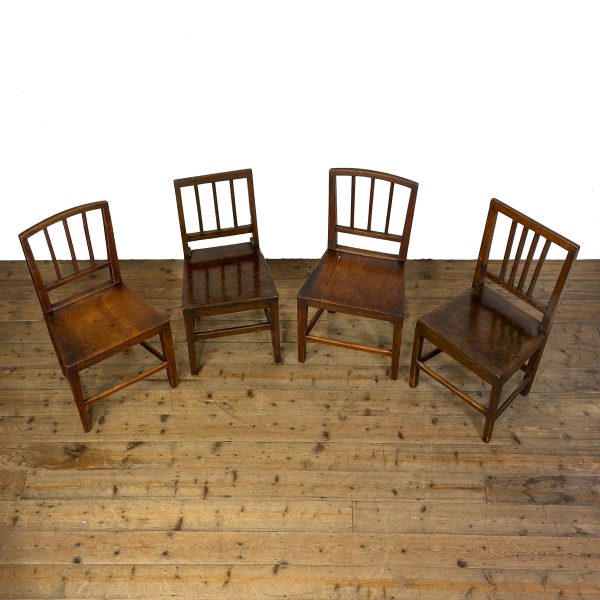 M-6743a Antique Set of Four Harlequin Oak Dining Chairs (12)