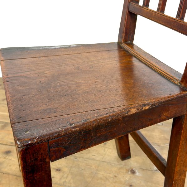M-6743a Antique Set of Four Harlequin Oak Dining Chairs (3)