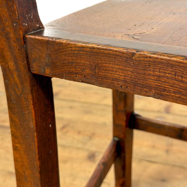 M-6743a Antique Set of Four Harlequin Oak Dining Chairs (6)