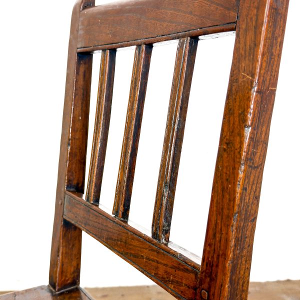 M-6743b Antique Set of Three Welsh Oak Farmhouse Chairs (19)