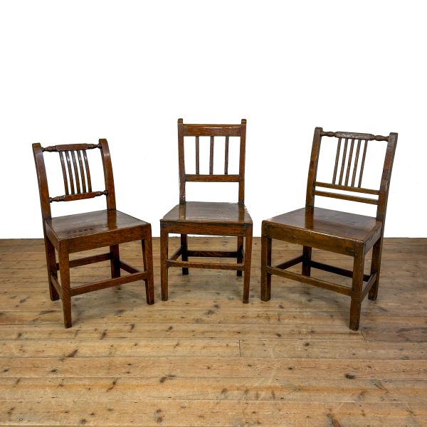 M-6743b Antique Set of Three Welsh Oak Farmhouse Chairs (21)