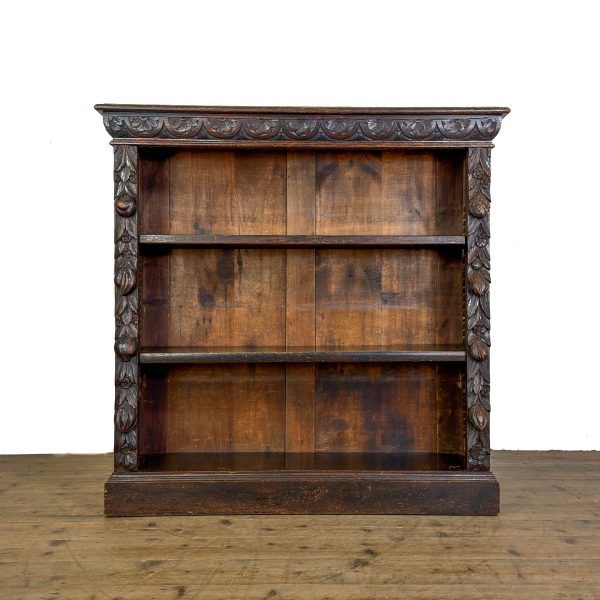 M-6923 Antique Carved Oak Open Bookcase (1)
