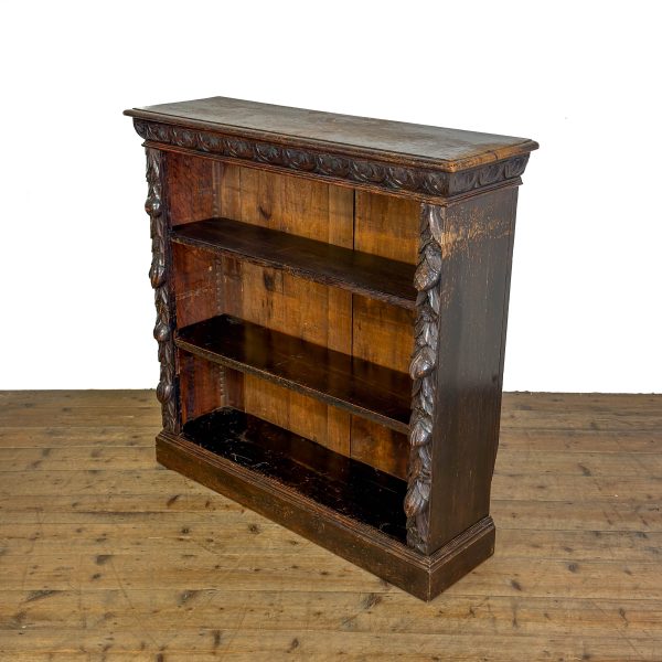 M-6923 Antique Carved Oak Open Bookcase (3)