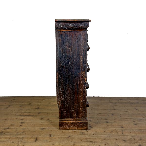 M-6923 Antique Carved Oak Open Bookcase (7)