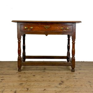 M-6954 Antique 18th Century Oak Lowboy Side Table (01)
