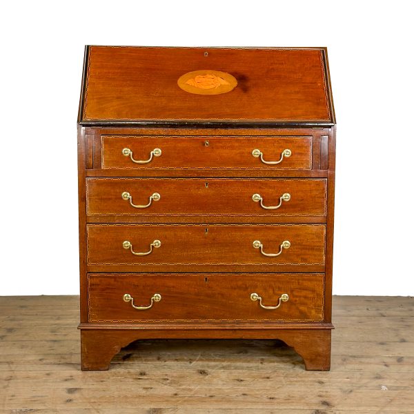 M-6960 Antique Edwardian Small Mahogany Bureau (10)