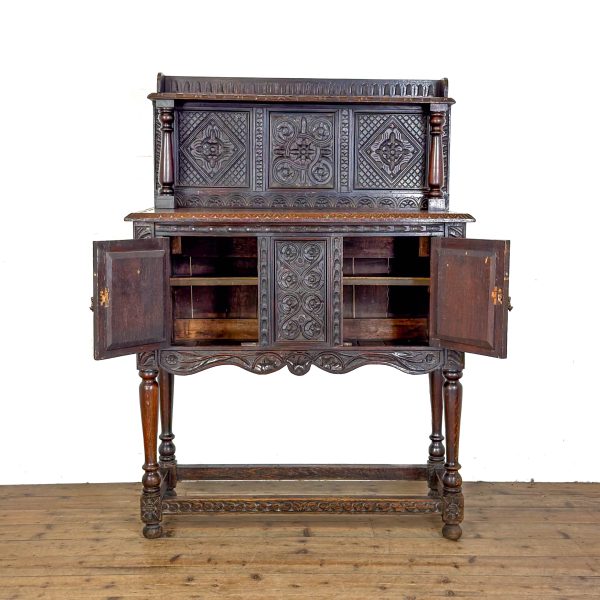 M-6971 Victorian Carved Oak Sideboard (3)