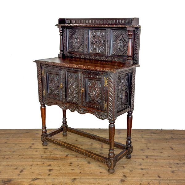 M-6971 Victorian Carved Oak Sideboard (6)