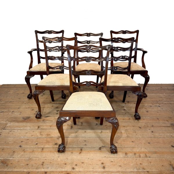 M-6975 Set of Six Gillows Mahogany Chippendale Style Di