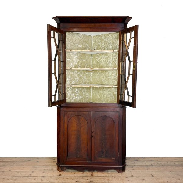 M-7012 Antique Mahogany Corner Cupboard (1)