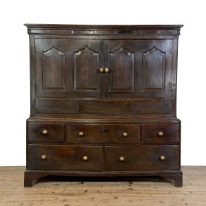 M-7014 Antique 18th Century Welsh Oak Carmarthenshire Coffer (01)