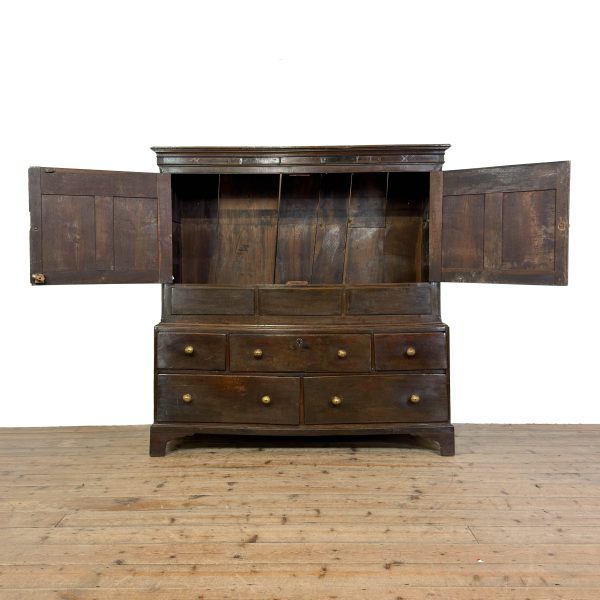 M-7014 Antique 18th Century Welsh Oak Carmarthenshire Coffer (3)