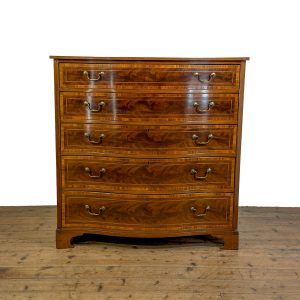 M-S026 Antique Serpentine Mahogany Chest of Drawers (2)