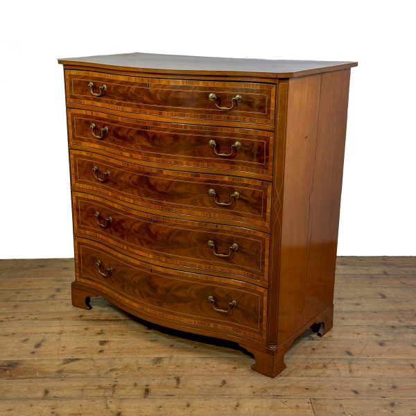 M-S026 Antique Serpentine Mahogany Chest of Drawers (7)
