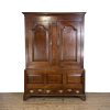 M-6989 Antique 18th Century Oak Livery Cupboard Wardrobe (2)