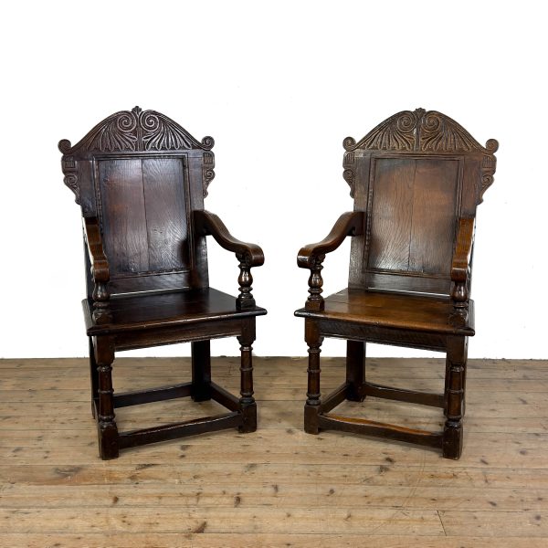 M-6996 Antique Pair of Wainscot Chairs (4)