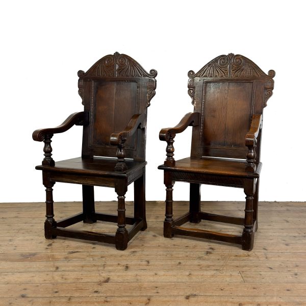 M-6996 Antique Pair of Wainscot Chairs (5)