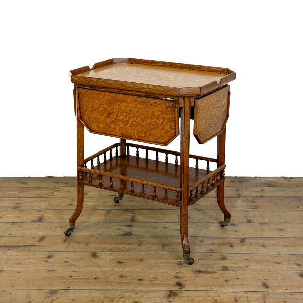 M-7000 Edwardian Oak Two Tier Trolley Side Table (3)