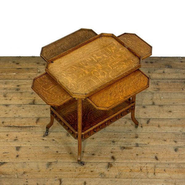 M-7000 Edwardian Oak Two Tier Trolley Side Table (7)