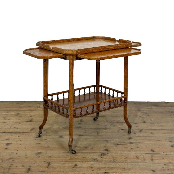 M-7000 Edwardian Oak Two Tier Trolley Side Table (8)