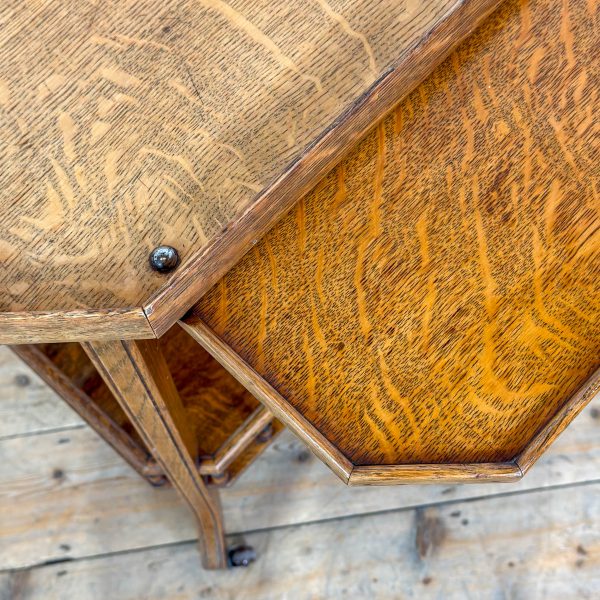 M-7000 Edwardian Oak Two Tier Trolley Side Table (9)