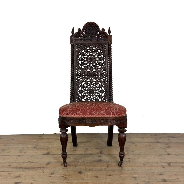 M-7002 Antique 19th Century Carved Anglo Indian Chair (3)