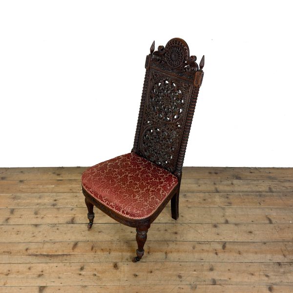M-7002 Antique 19th Century Carved Anglo Indian Chair (4)