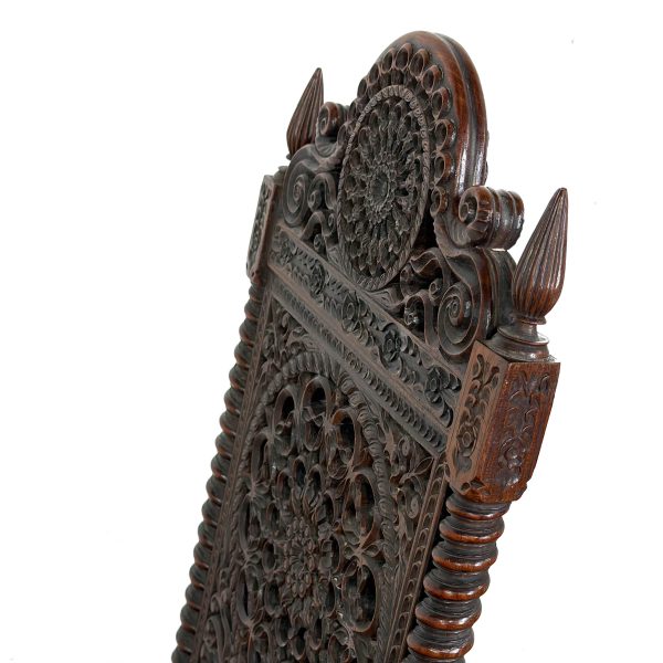 M-7002 Antique 19th Century Carved Anglo Indian Chair (6)