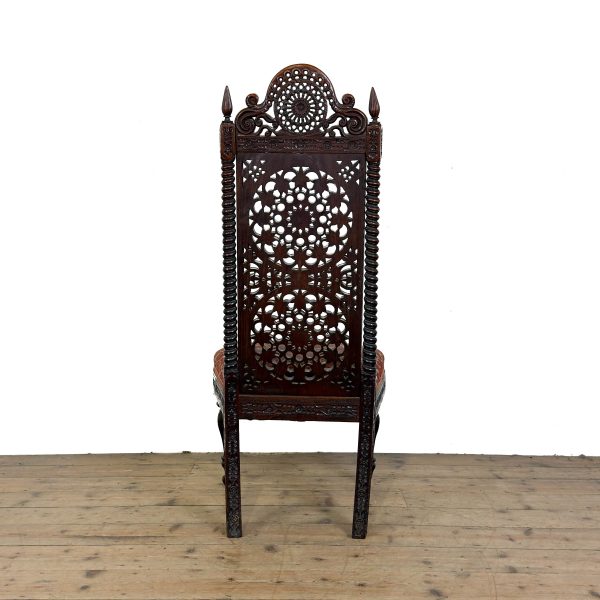 M-7002 Antique 19th Century Carved Anglo Indian Chair (7)