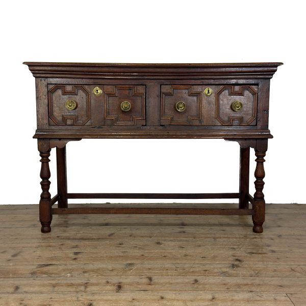 M-7004 Antique Jacobean Style Oak Dresser Base (3)